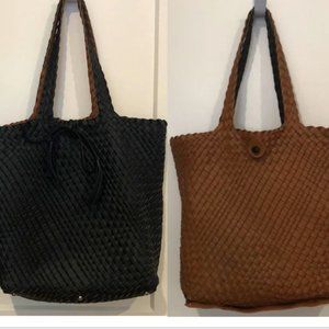 Reversible Woven Leather Tote Bag 2-in-1